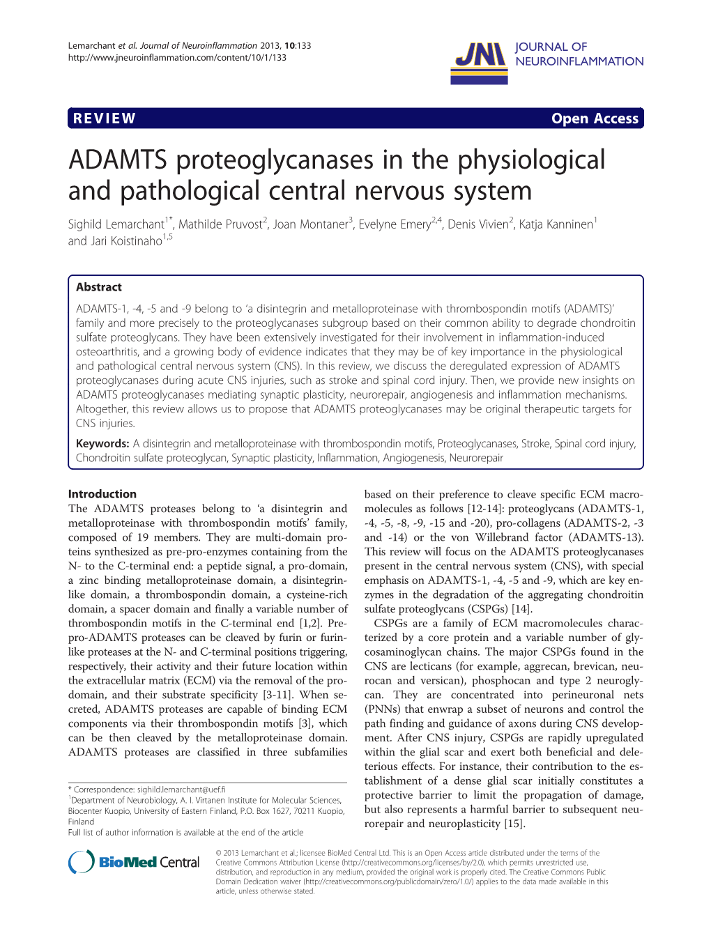 ADAMTS Proteoglycanases in the Physiological and Pathological