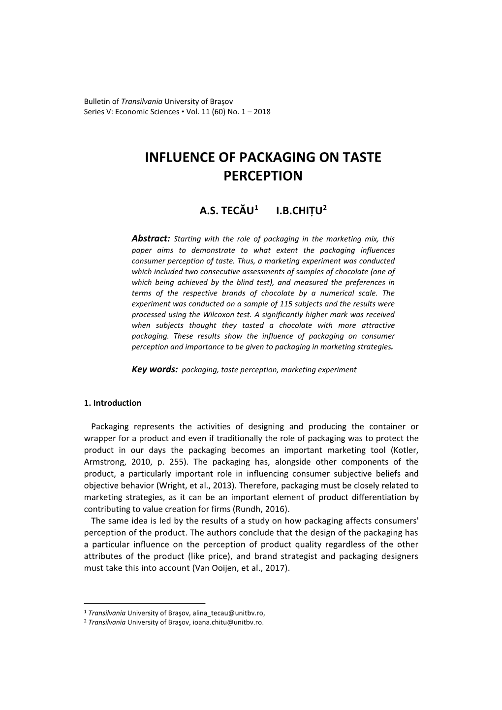 Influence of Packaging on Taste Perception
