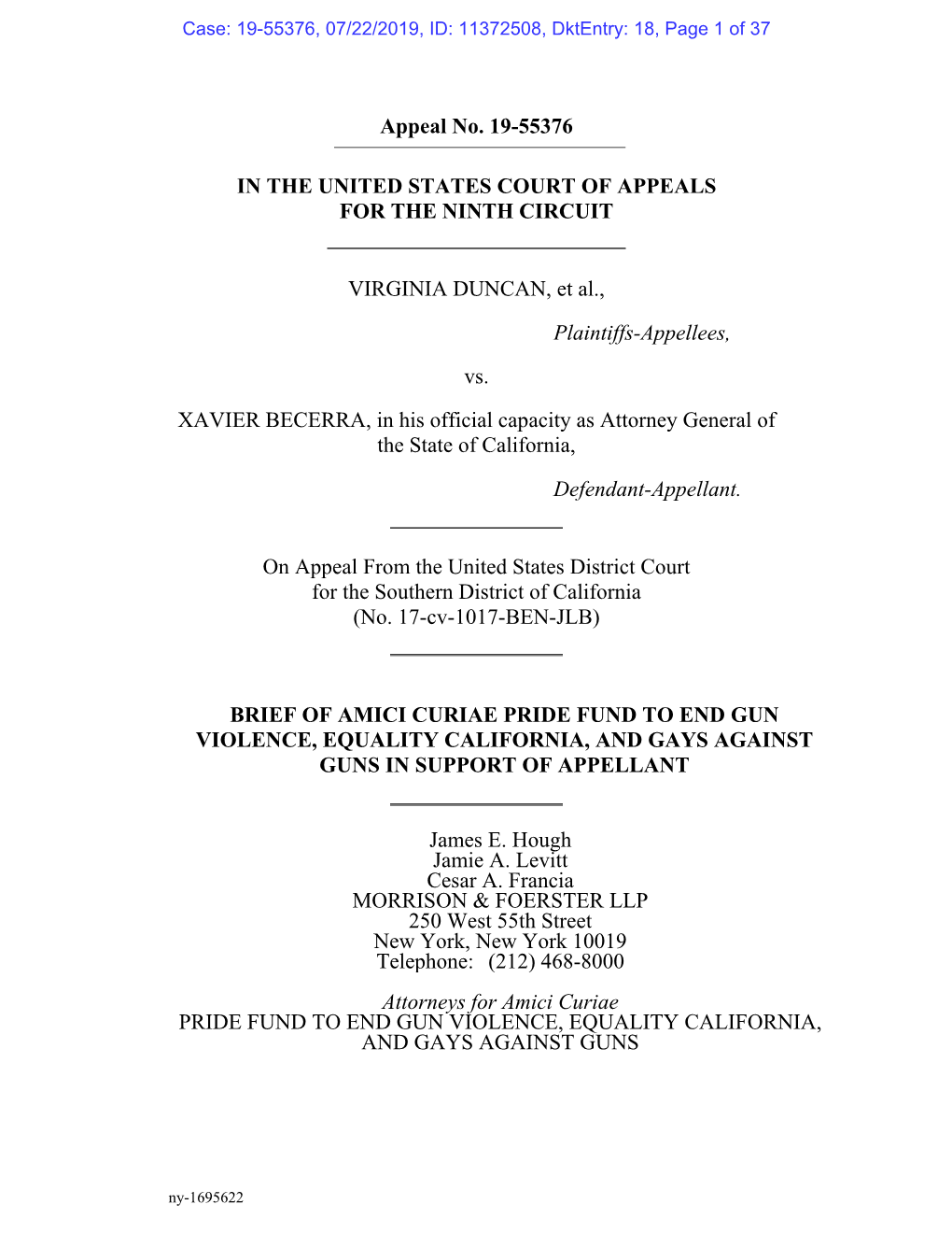 Amicus Brief of Pride Fund to End Gun Violence, Equality California, and Gays Against Guns In