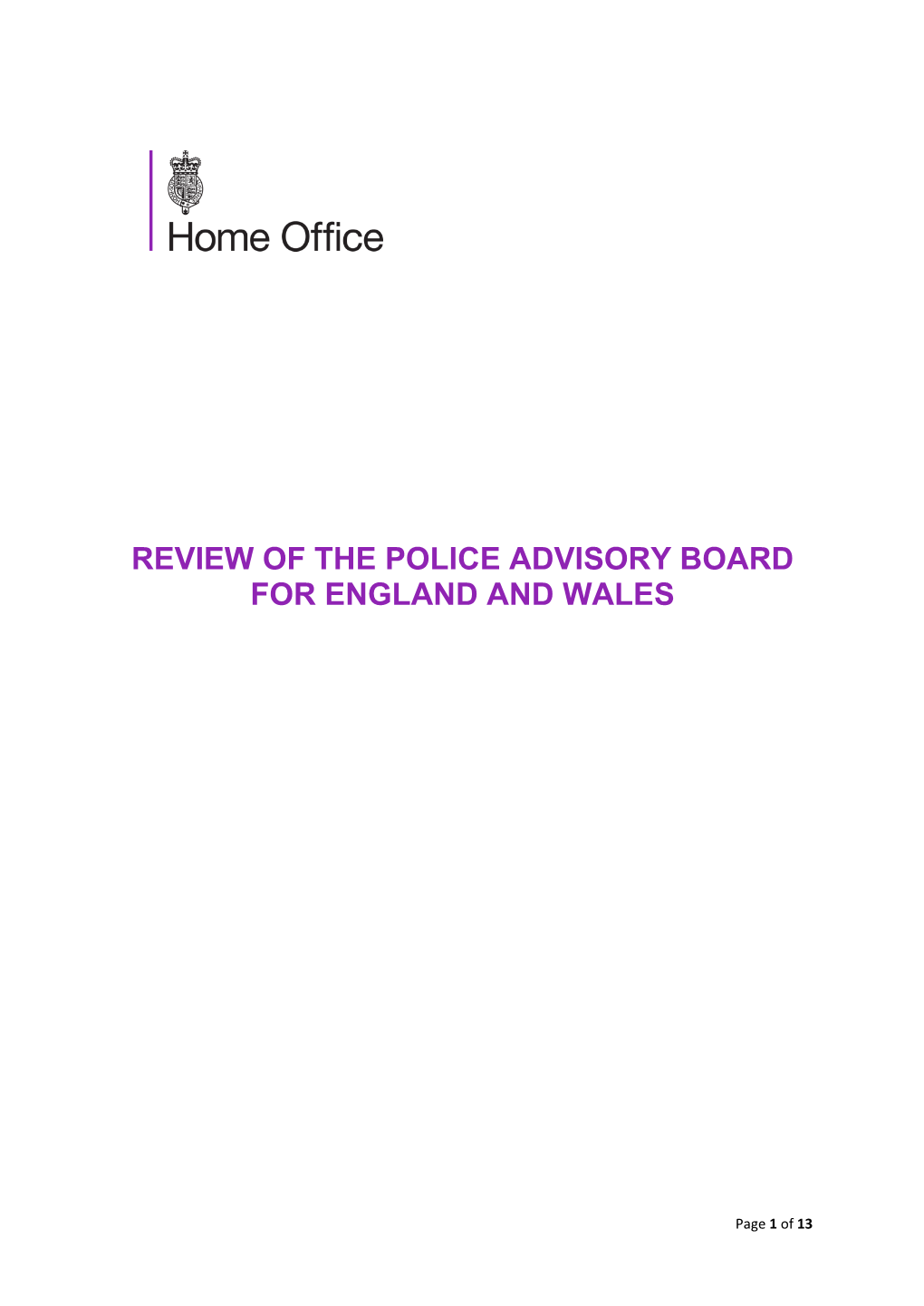 Review of the Police Advisory Board for England and Wales