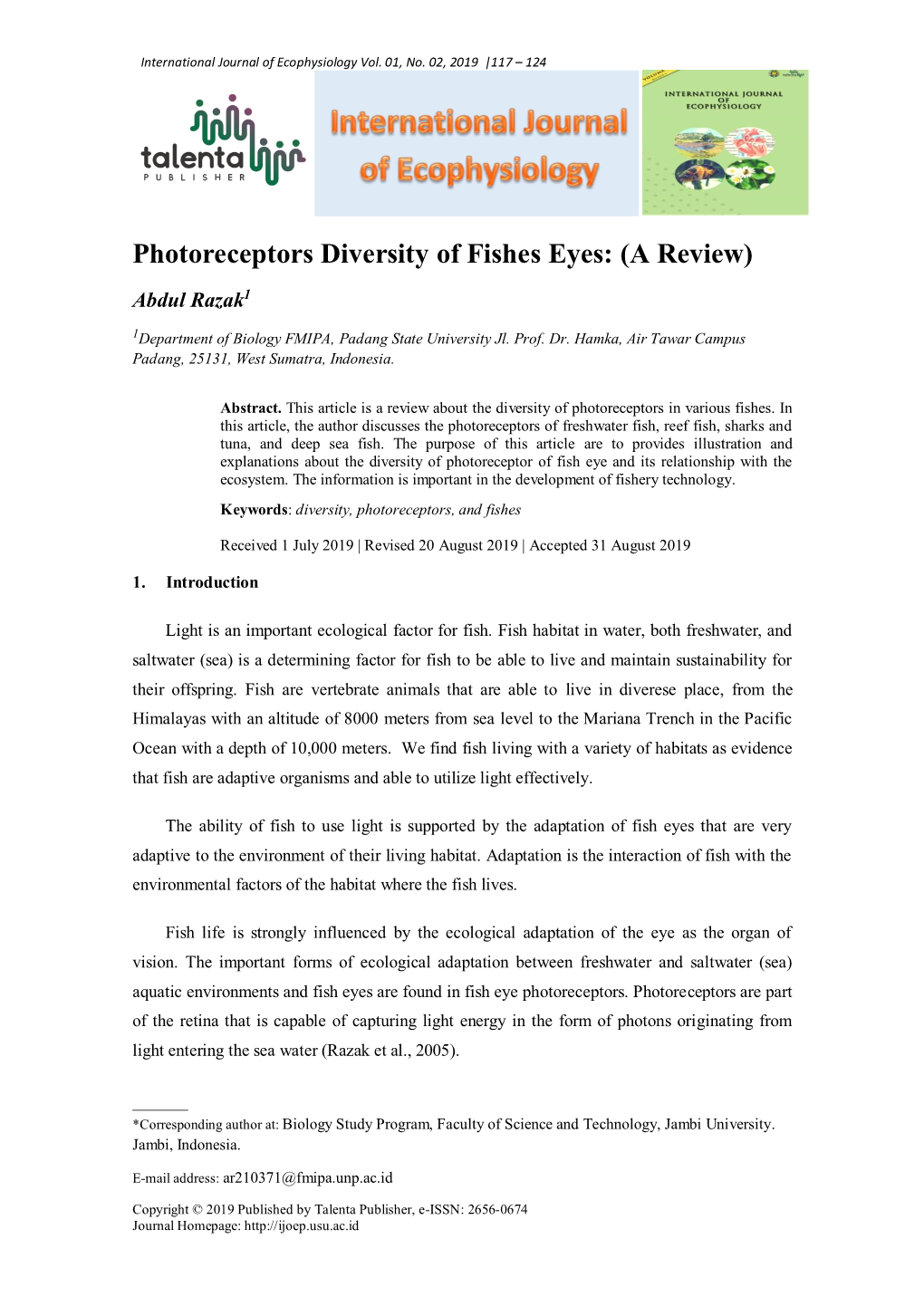 Photoreceptors Diversity of Fishes Eyes: (A Review)