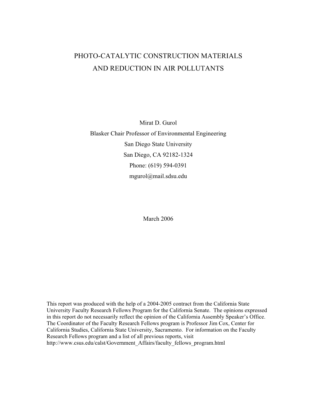 Photo-Catalytic Construction Materials and Reduction in Air Pollutants