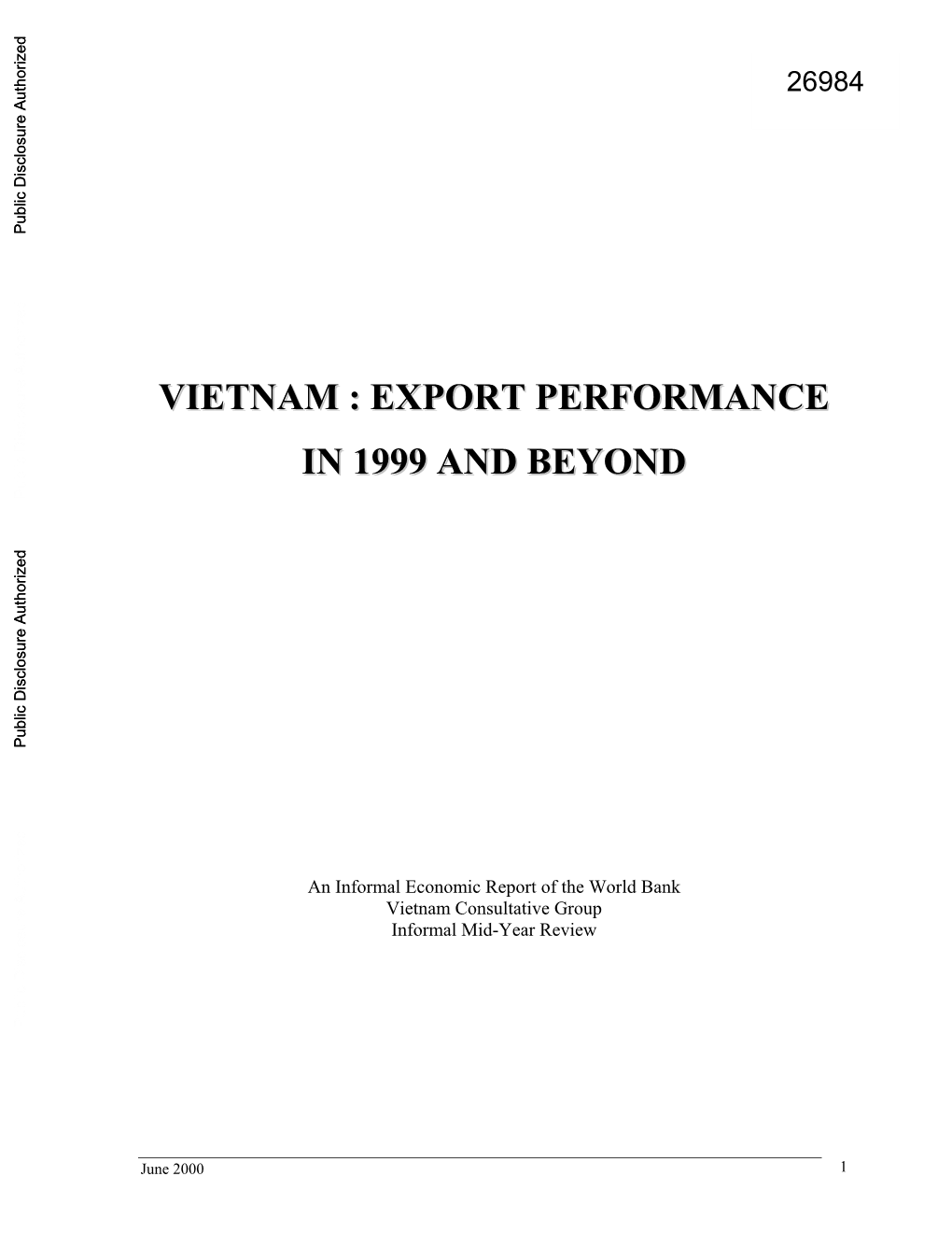 Vietnam Consultative Group Informal Mid-Year Review