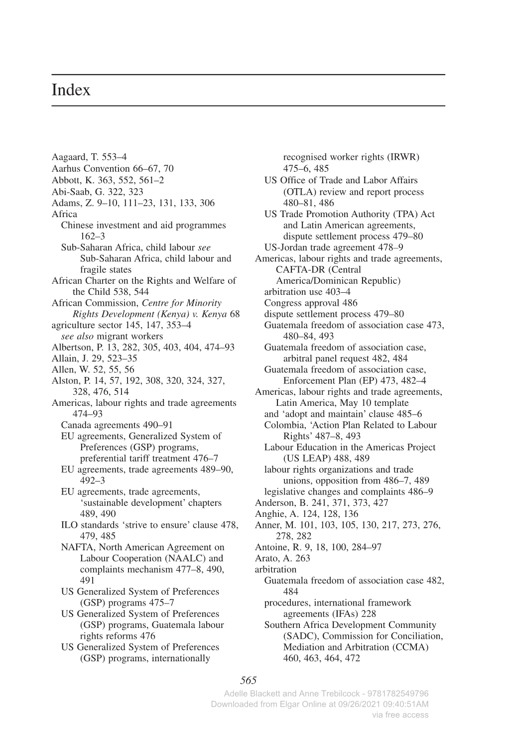 Aagaard, T. 553–4 Aarhus Convention 66–67, 70 Abbott, K. 363