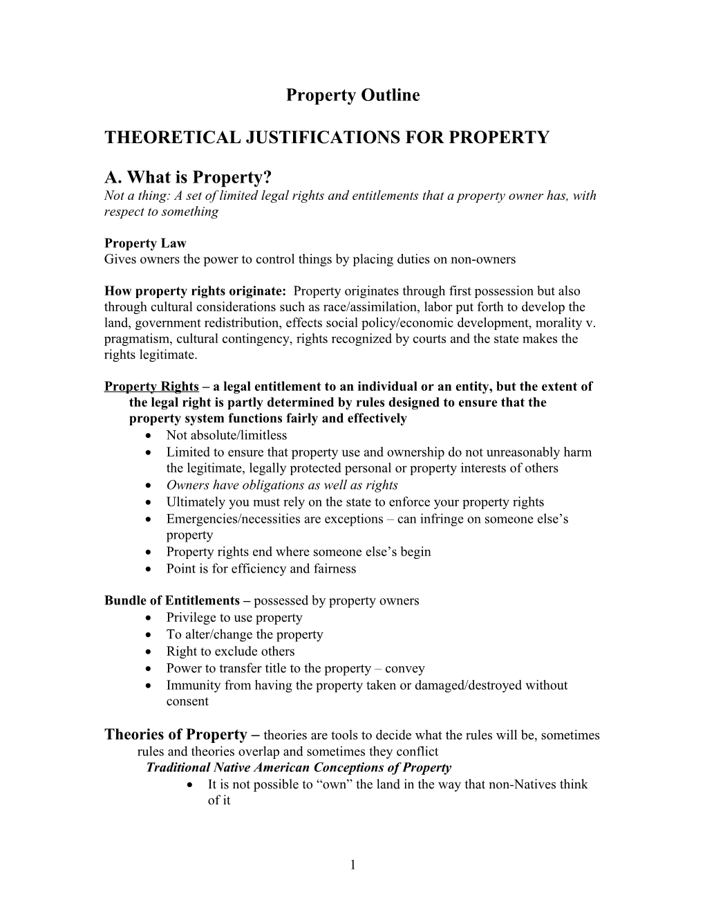 Theoretical Justifications for Property