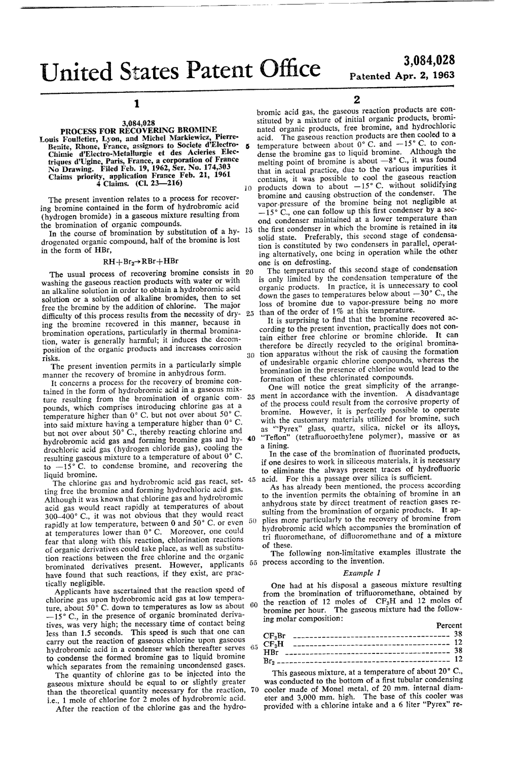 United States Patent Office Patented Apr