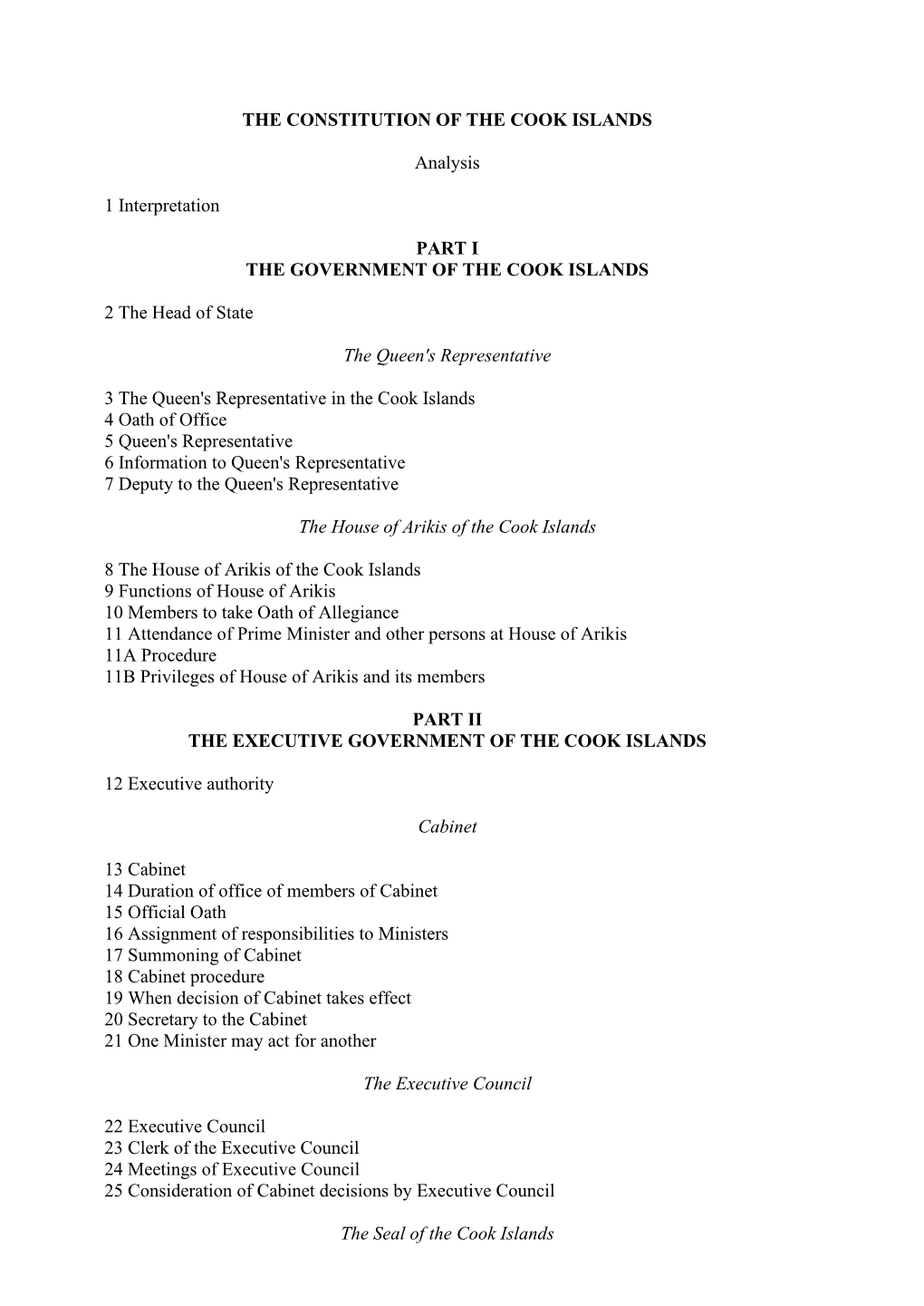 The Constitution of the Cook Islands