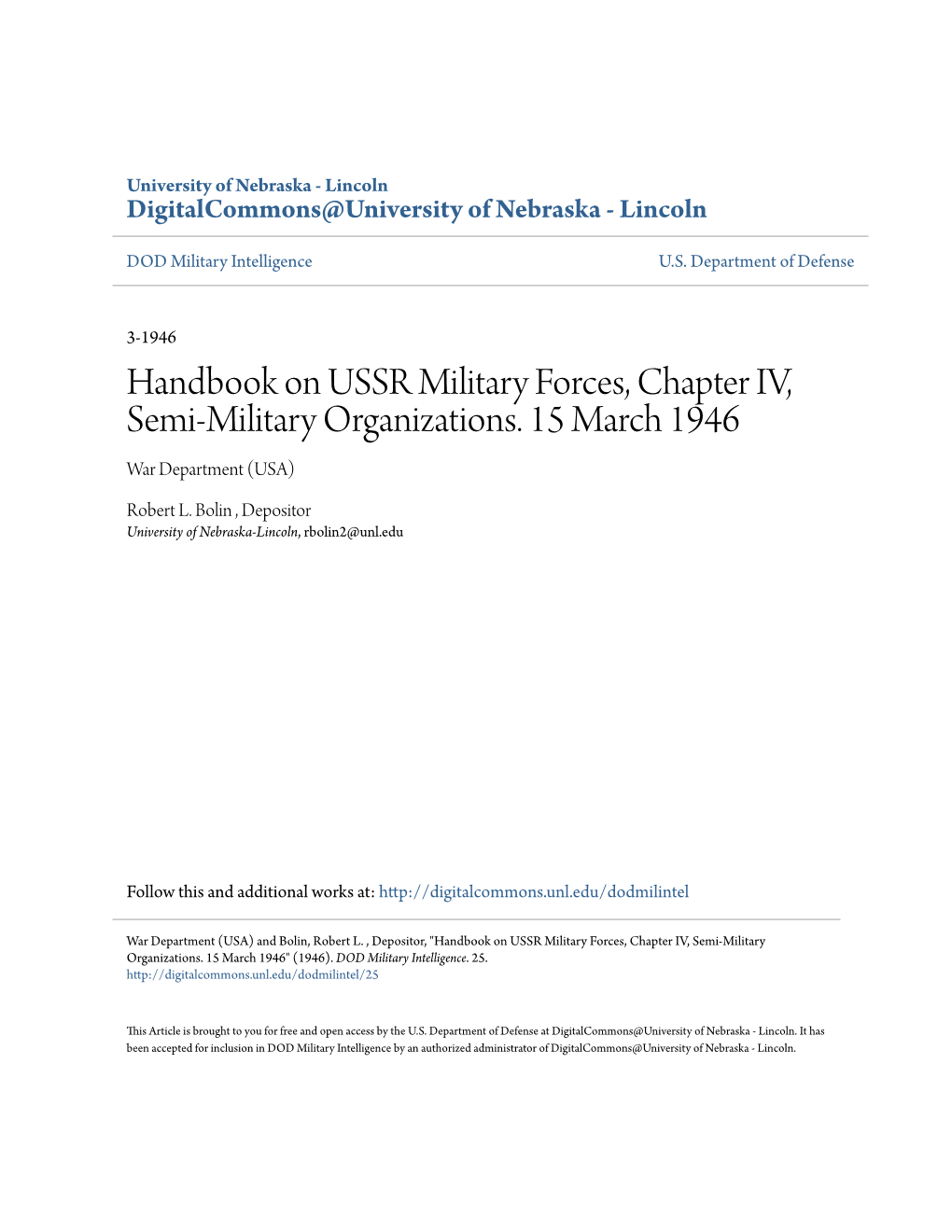 Handbook on USSR Military Forces, Chapter IV, Semi-Military Organizations