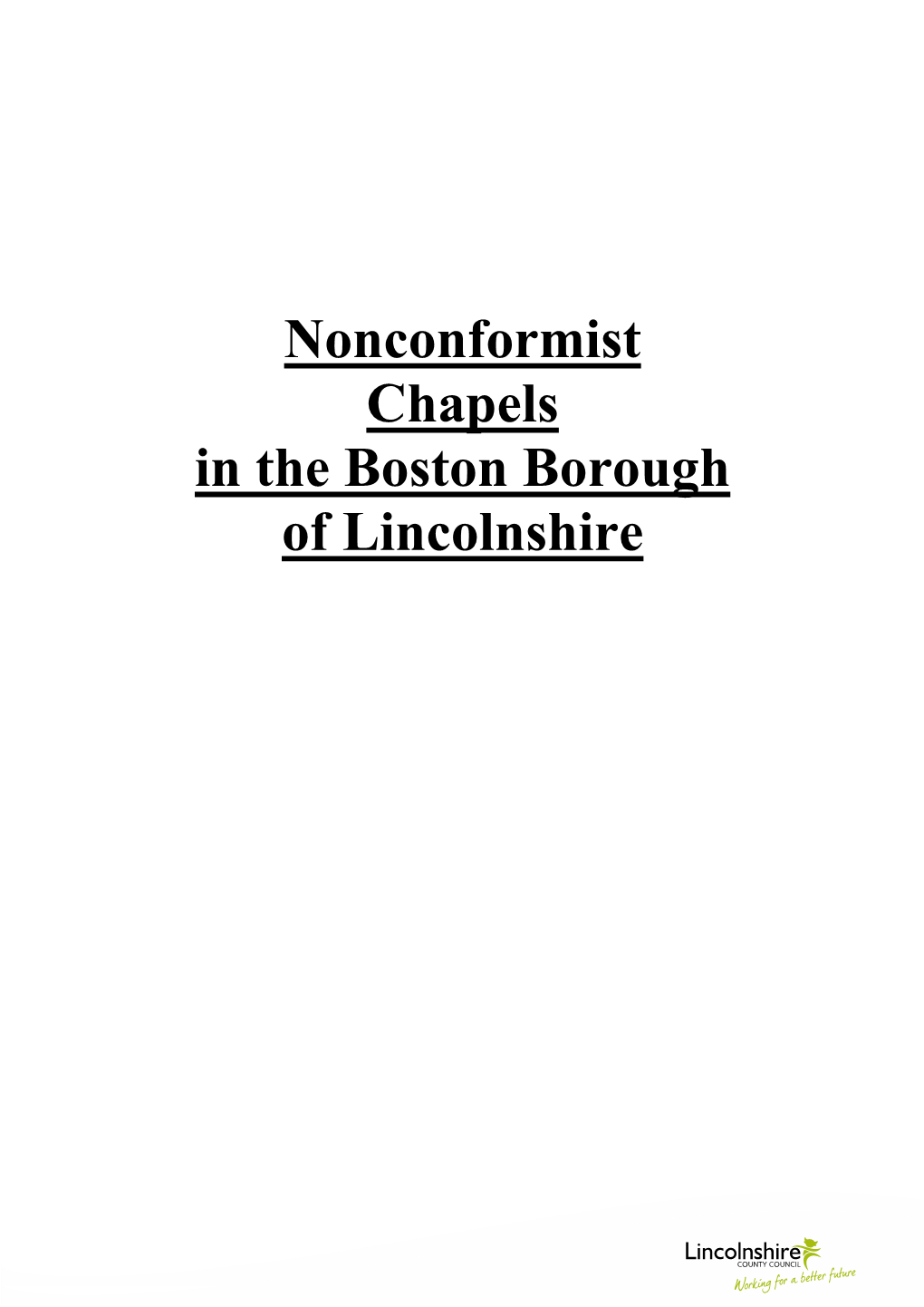 Nonconformist Chapels in Boston Borough