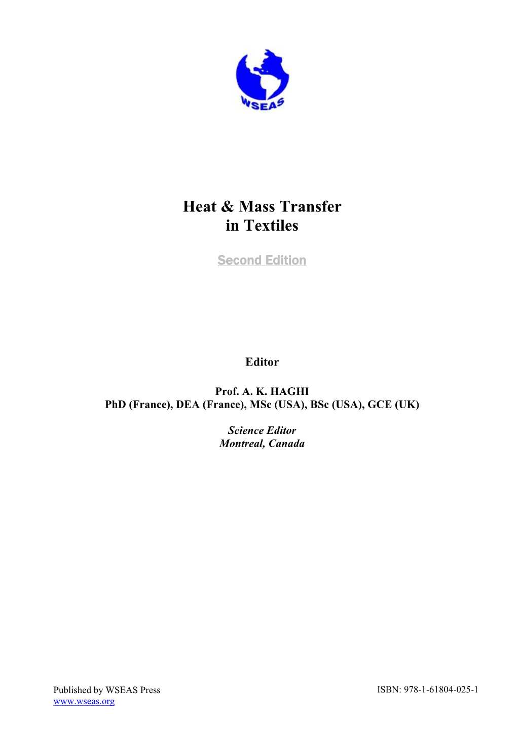 Heat & Mass Transfer in Textiles