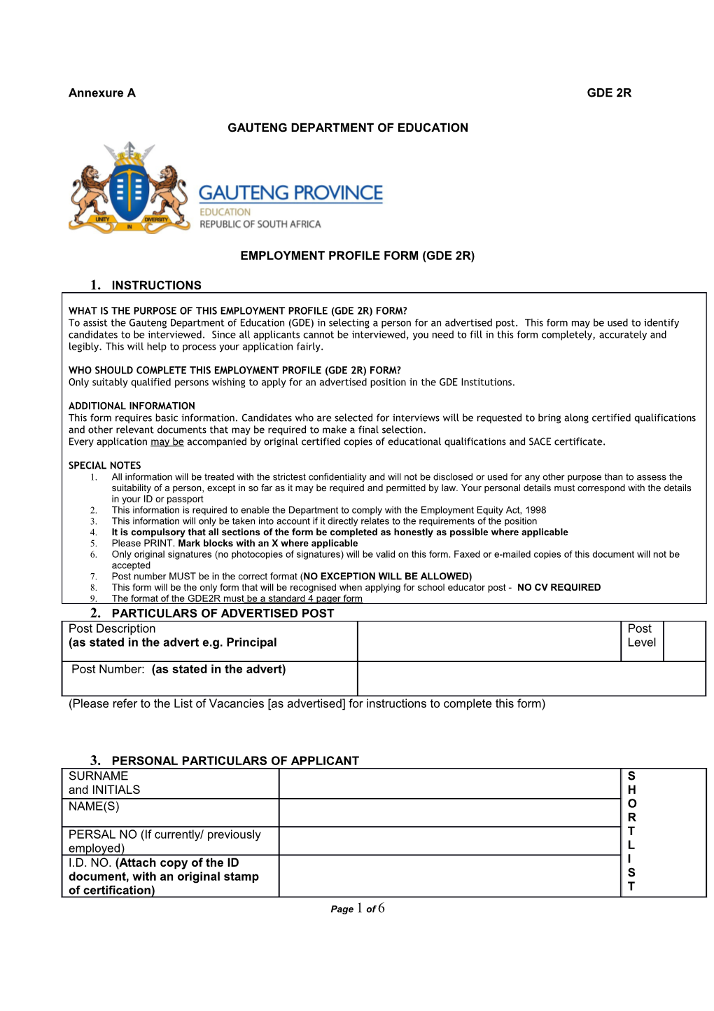 GDE 2R Vacancy Circular 04 Of 2017