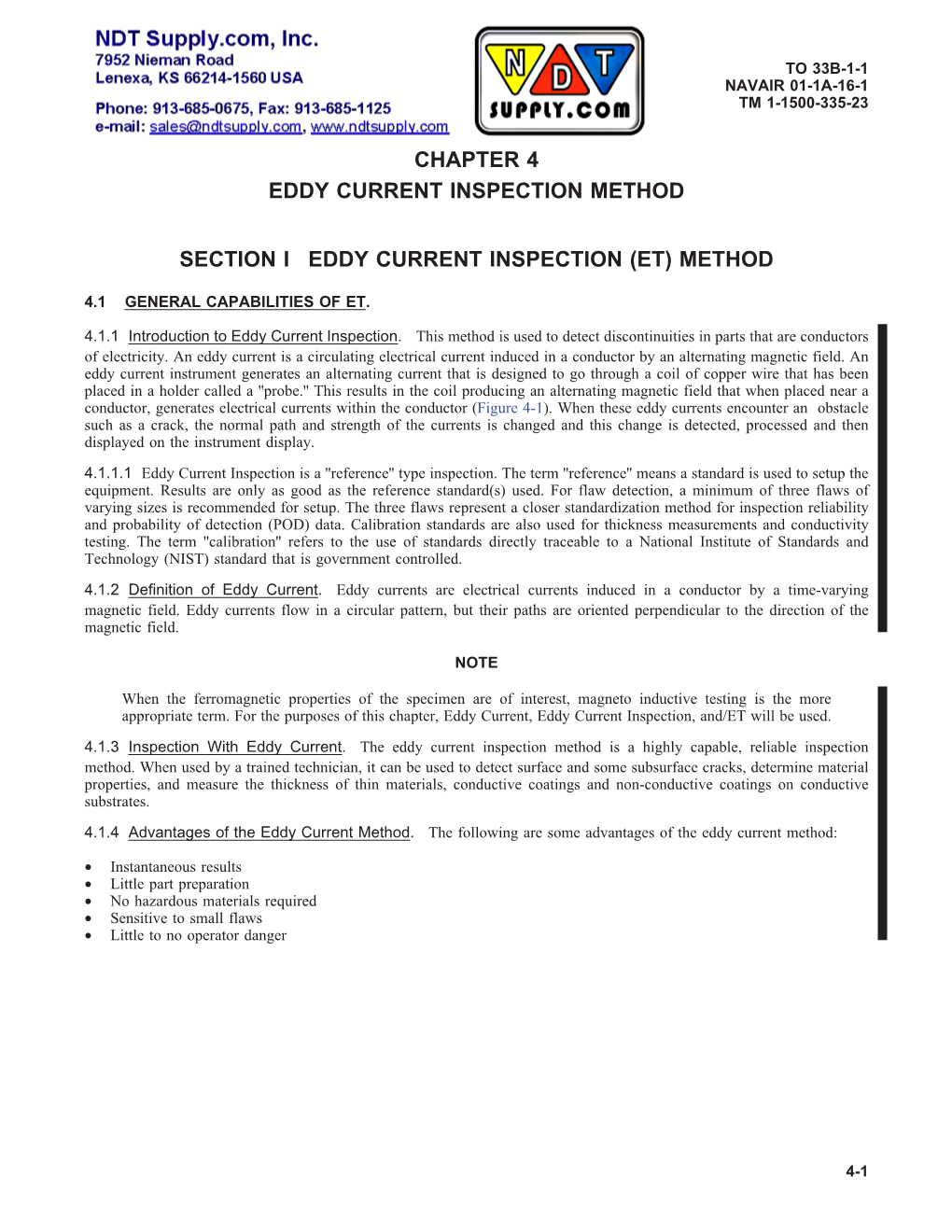 Chapter 4 Eddy Current Inspection Method Section I