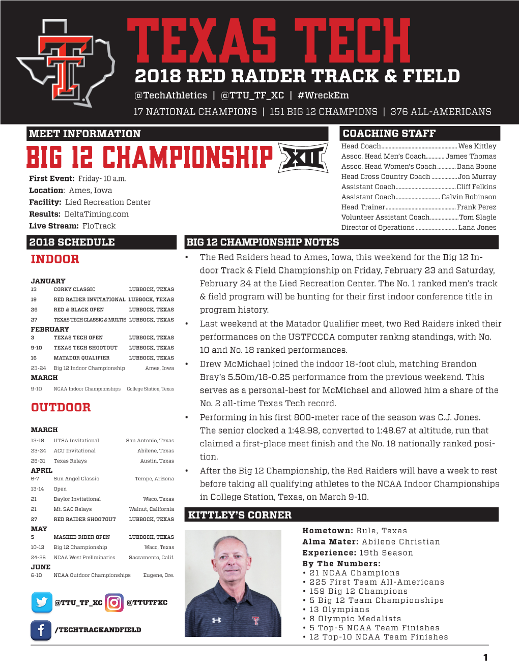 TEXAS TECH 2018 RED RAIDER TRACK & FIELD @Techathletics | @TTU TF XC | #Wreckem 17 NATIONAL CHAMPIONS | 151 BIG 12 CHAMPIONS | 376 ALL-AMERICANS