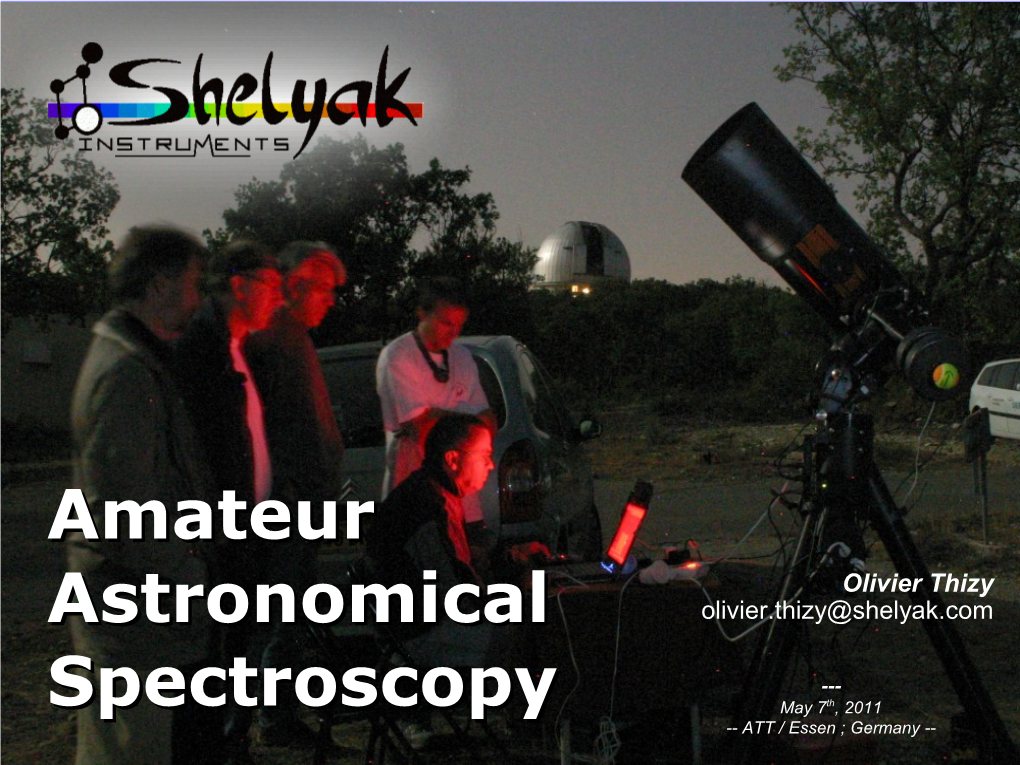 Amateur Astronomical Spectroscopy
