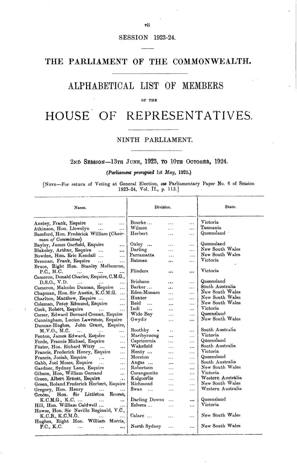 HOUSE of Representratives