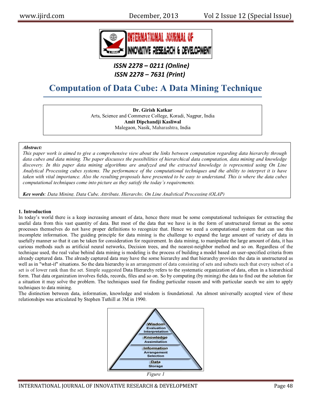 Computation of Data Cube: a Data Mining Technique