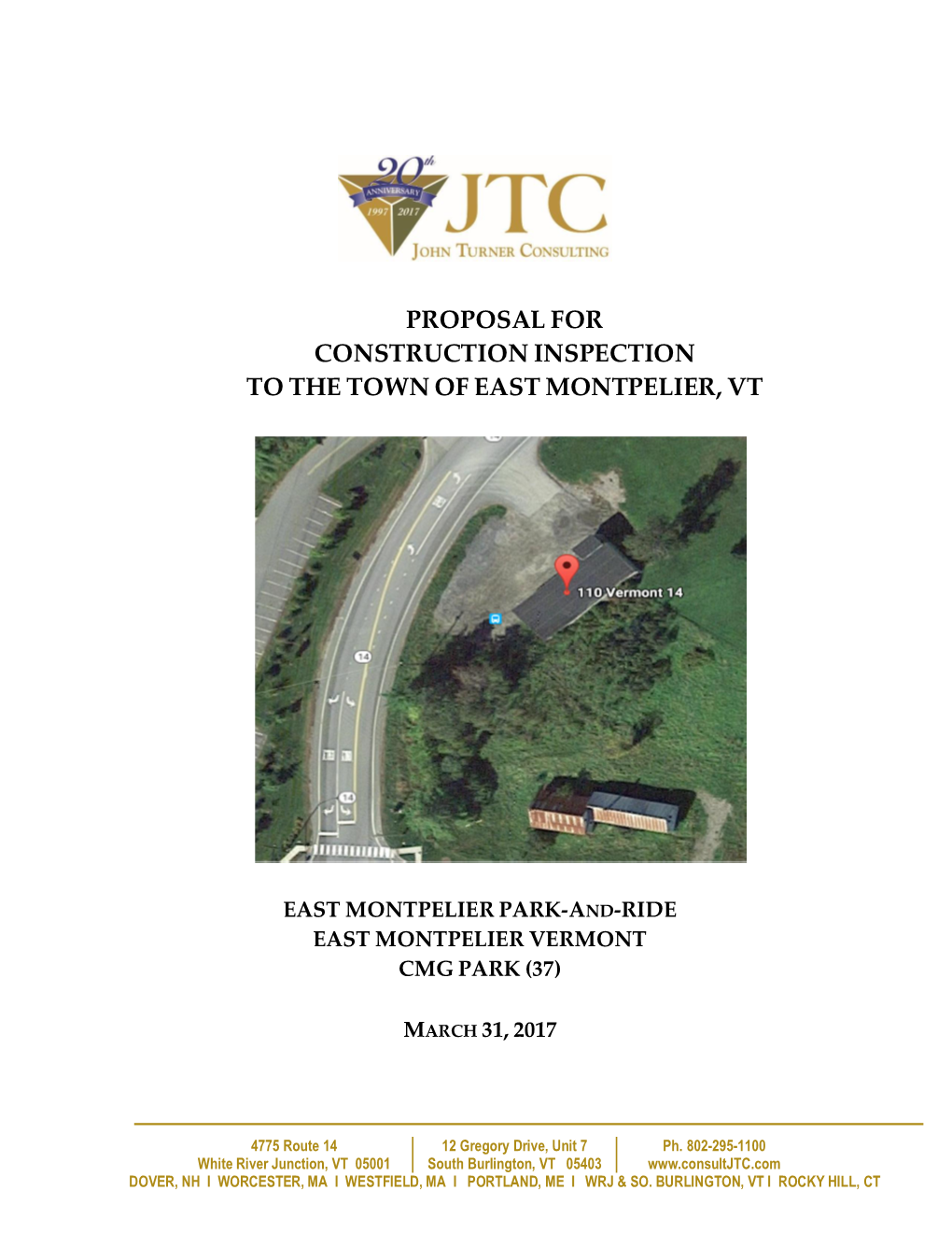 Proposal for Construction Inspection to the Town of East Montpelier, Vt