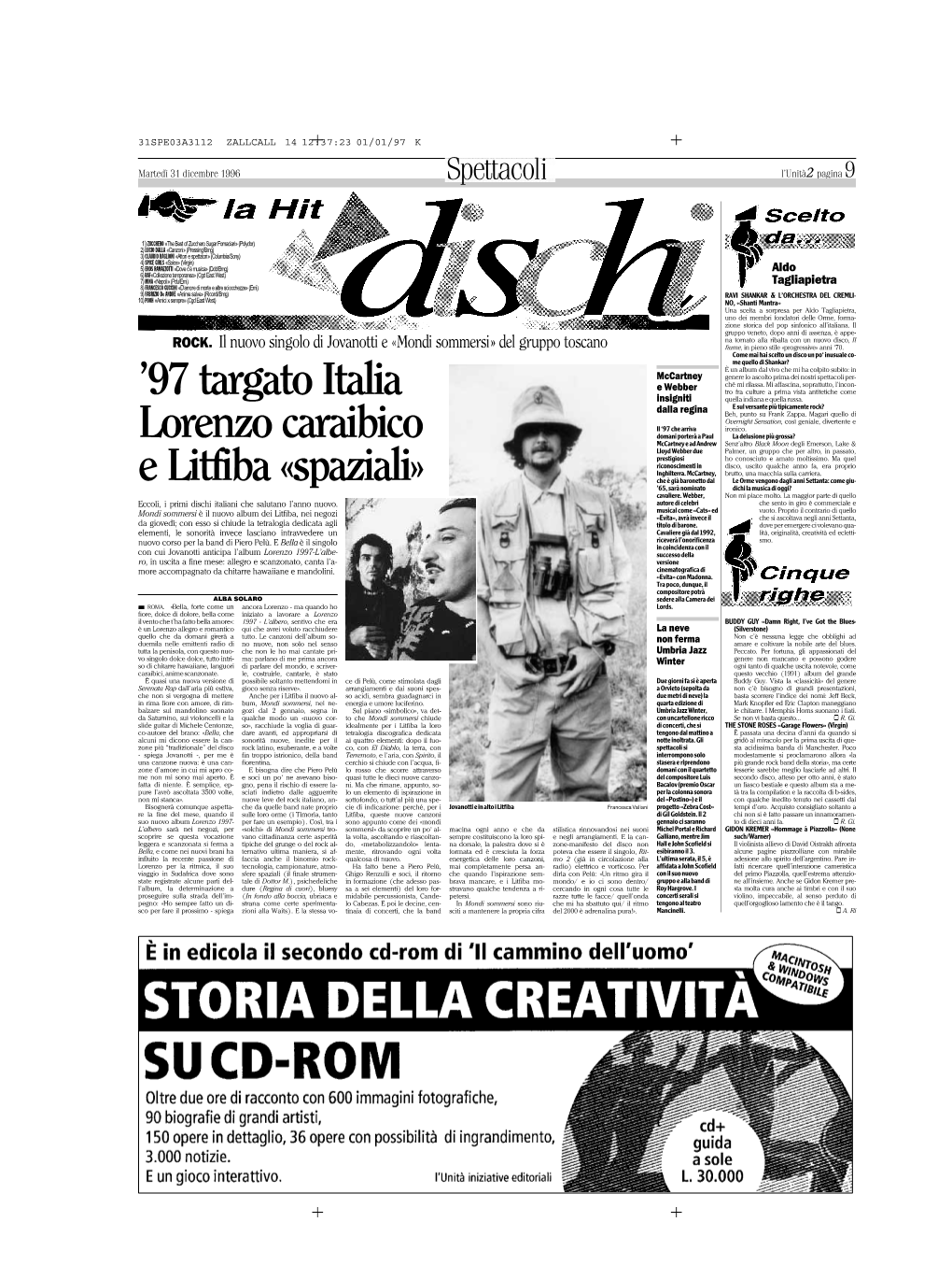 '97 Targato Italia Lorenzo Caraibico E Litfiba «Spaziali»
