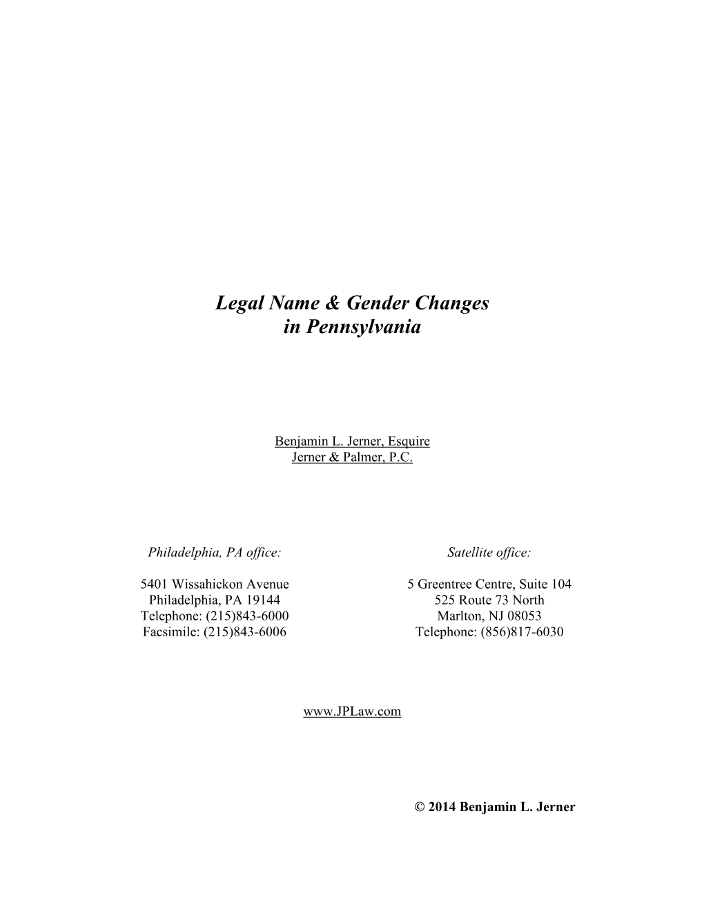 Legal Name & Gender Changes in Pennsylvania