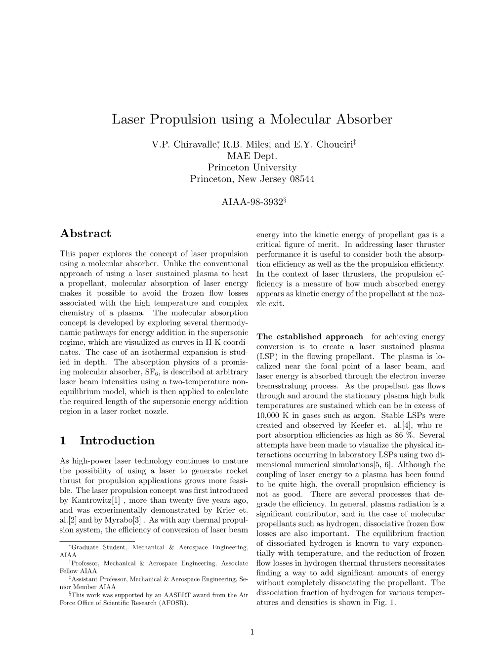 Laser Propulsion Using a Molecular Absorber