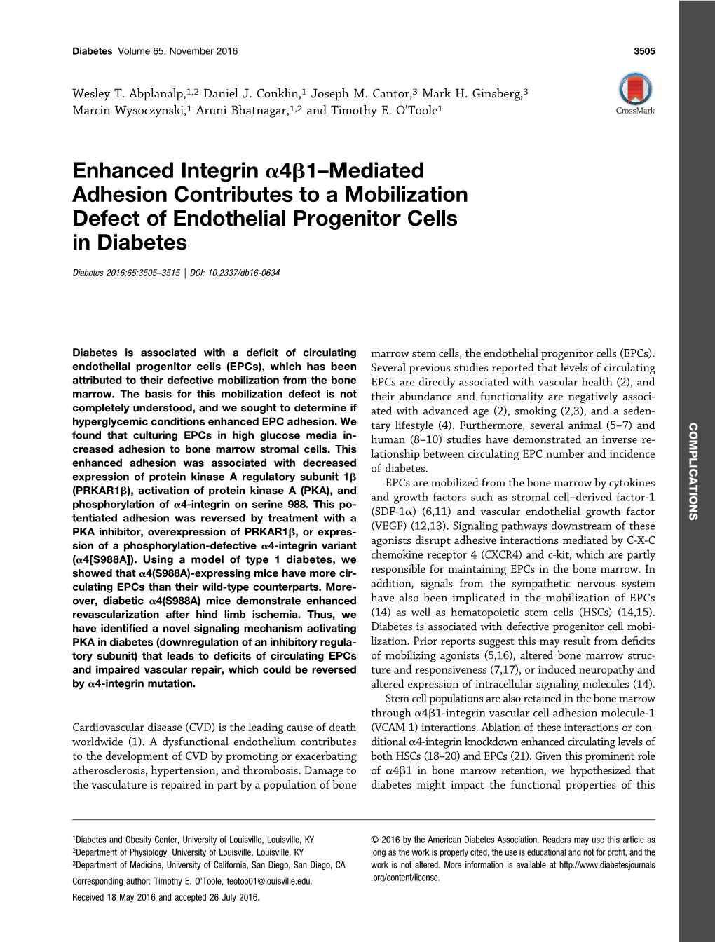 Enhanced Integrin Α4β1–Mediated Adhesion Contributes To