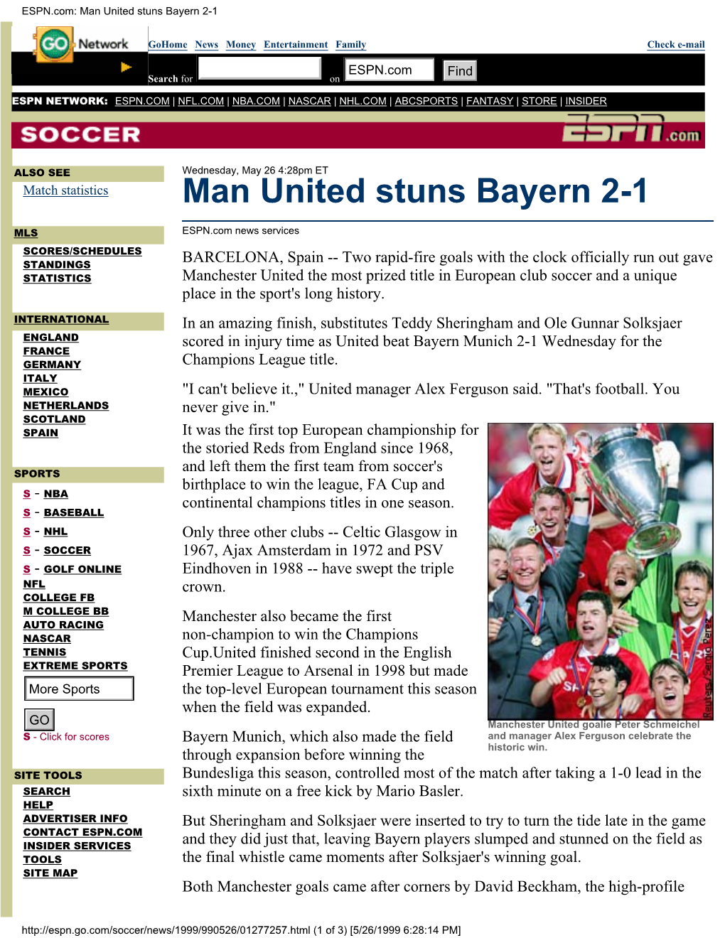 Man United Stuns Bayern 2-1