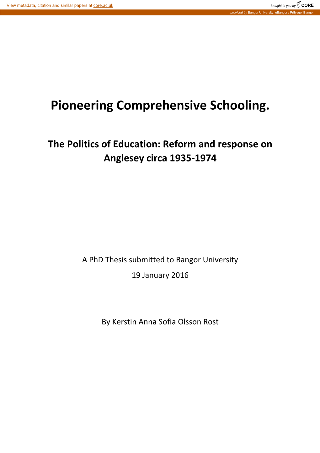 Pioneering Comprehensive Schooling