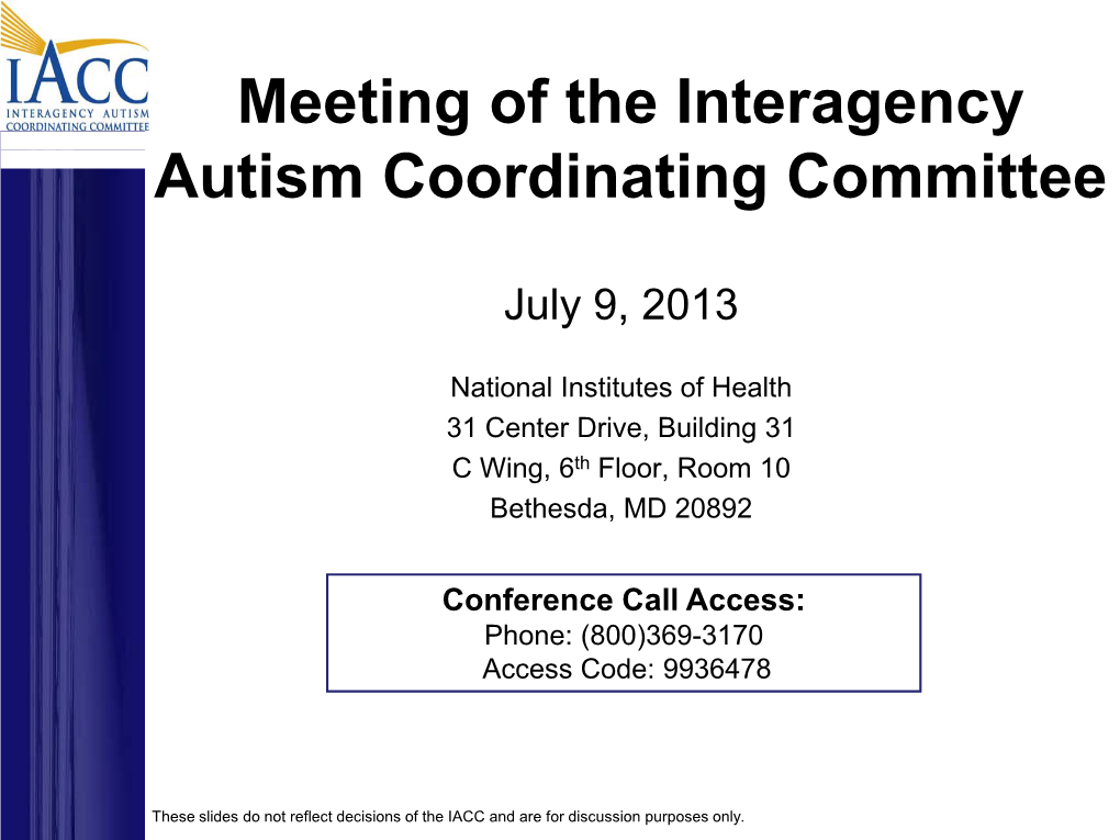 IACC Full Committee Meeting – July 9, 2013