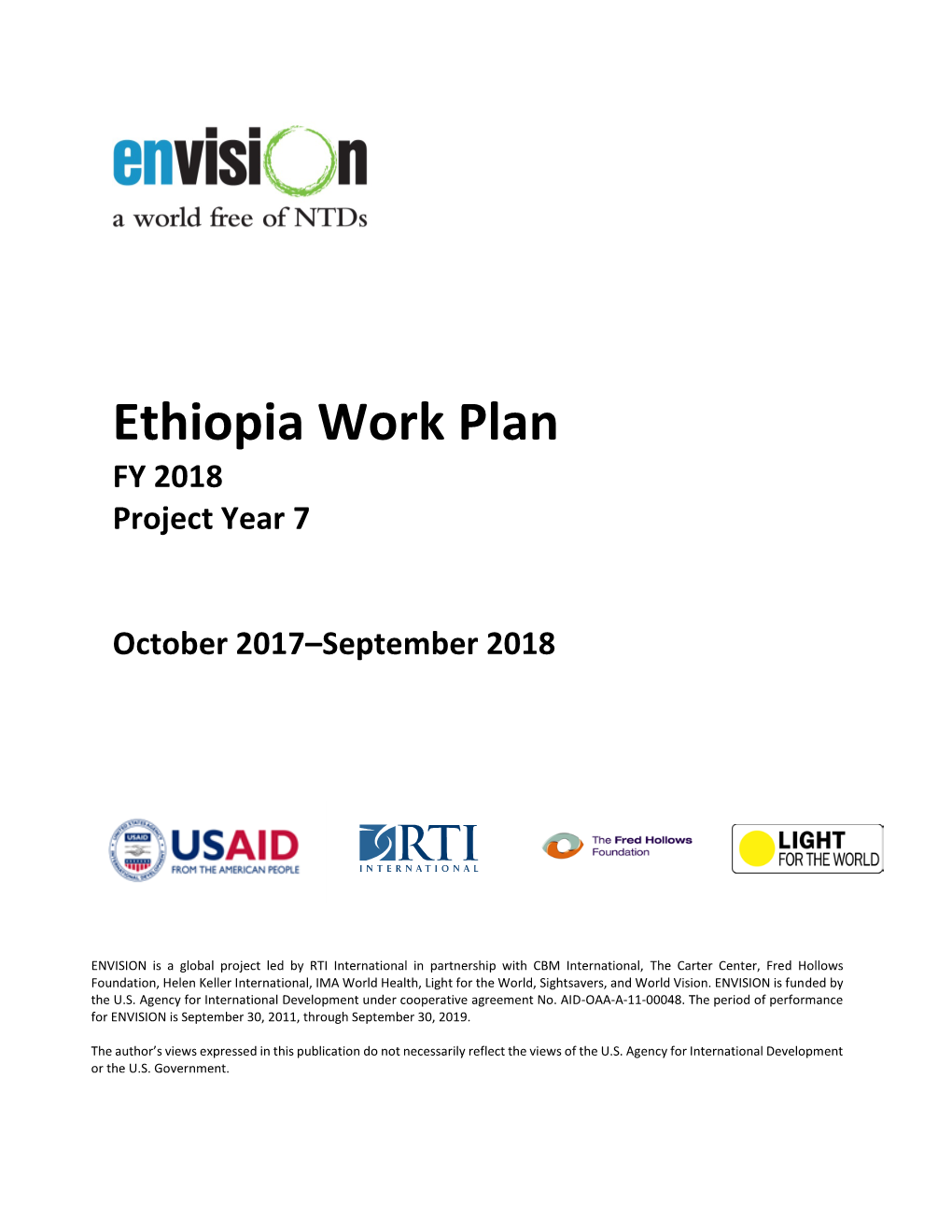 Ethiopia Work Plan FY 2018 Project Year 7