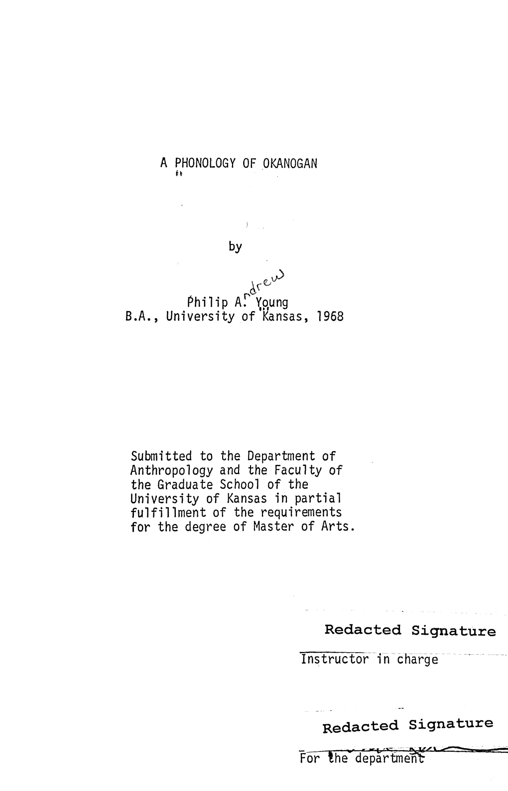 A Phonology of Okanogan