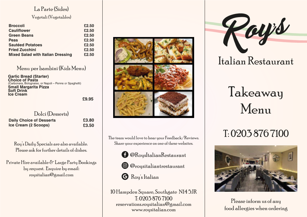 Takeaway Menu