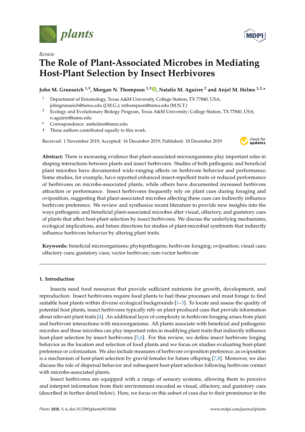 The Role of Plant-Associated Microbes in Mediating Host-Plant Selection by Insect Herbivores