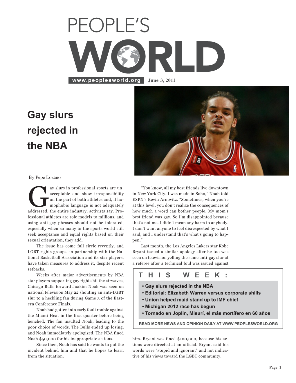 Gay Slurs Rejected in the NBA
