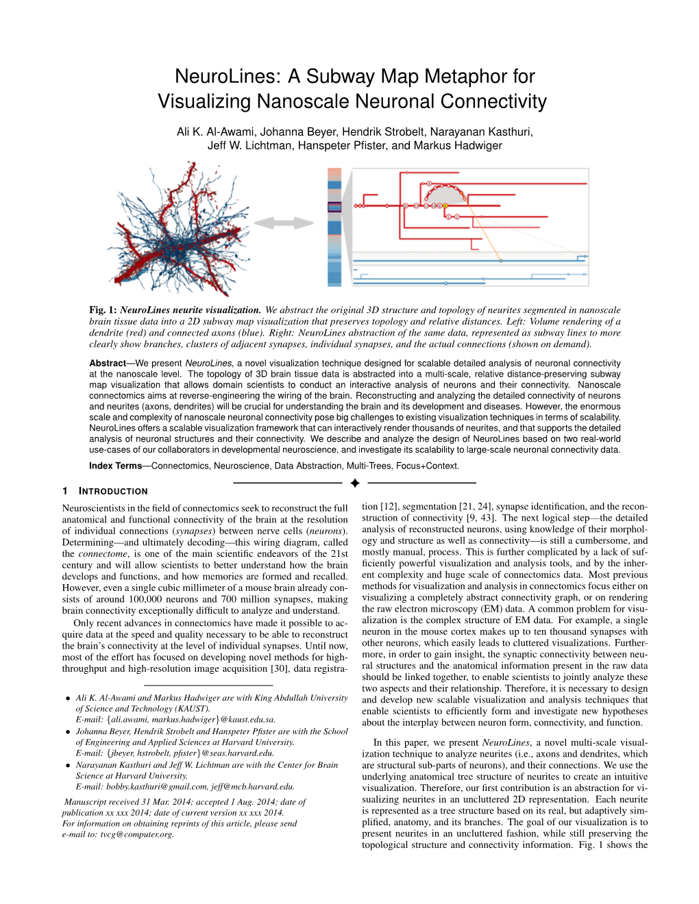 Neurolines: a Subway Map Metaphor for Visualizing Nanoscale Neuronal Connectivity