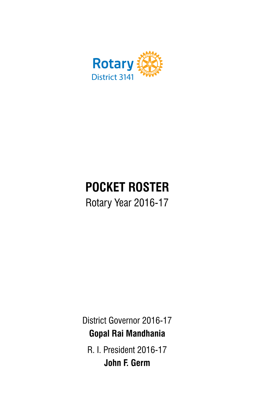 POCKET ROSTER Rotary Year 2016-17
