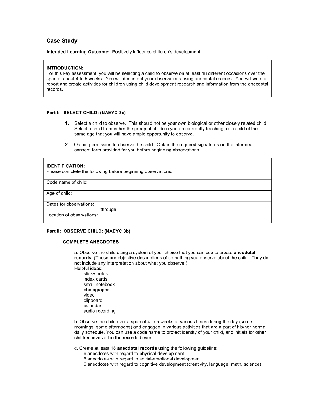 Environment Plan Format