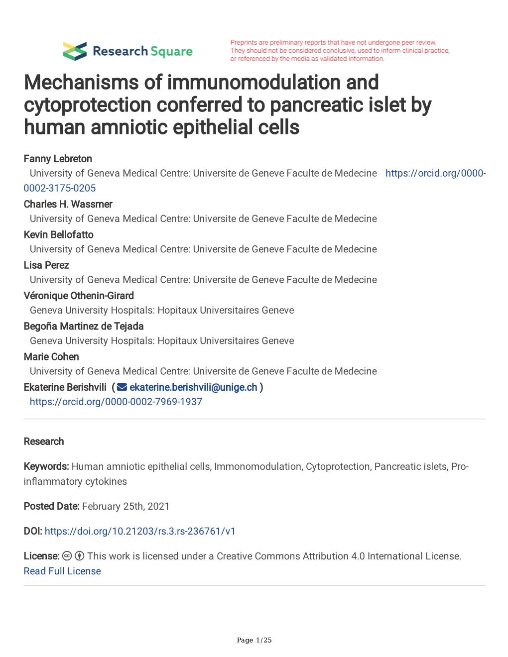 Mechanisms of Immunomodulation and Cytoprotection Conferred to Pancreatic Islet by Human Amniotic Epithelial Cells