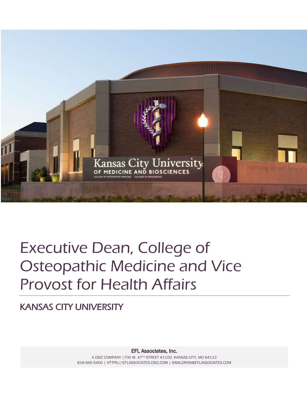 Executive Dean, College of Osteopathic Medicine and Vice Provost for Health Affairs