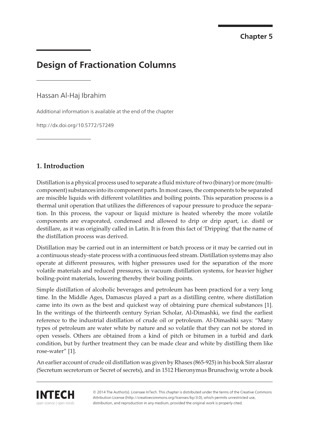 Design of Fractionation Columns