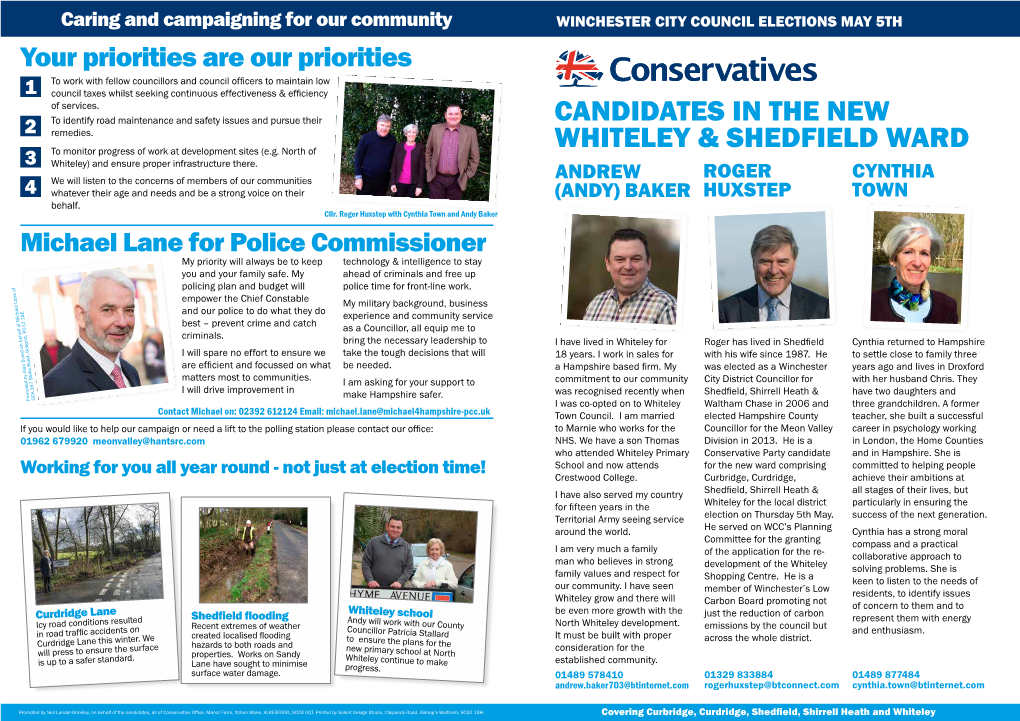 Candidates in the New Whiteley & Shedfield Ward