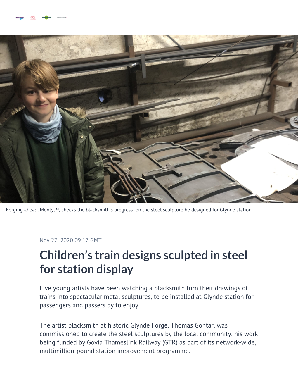 ​Children's Train Designs Sculpted in Steel for Station Display