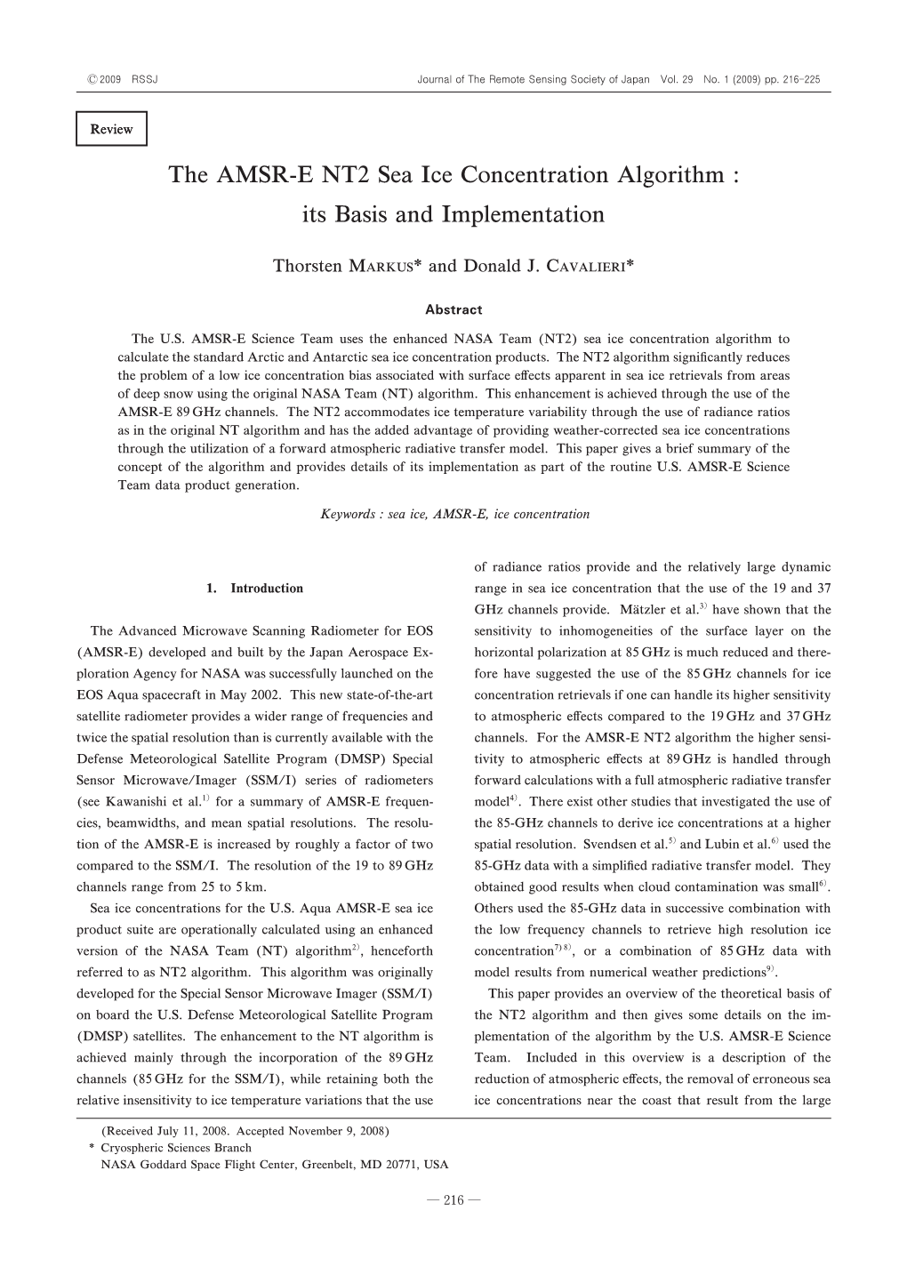 The AMSR-E NT Sea Ice Concentration Algorithm