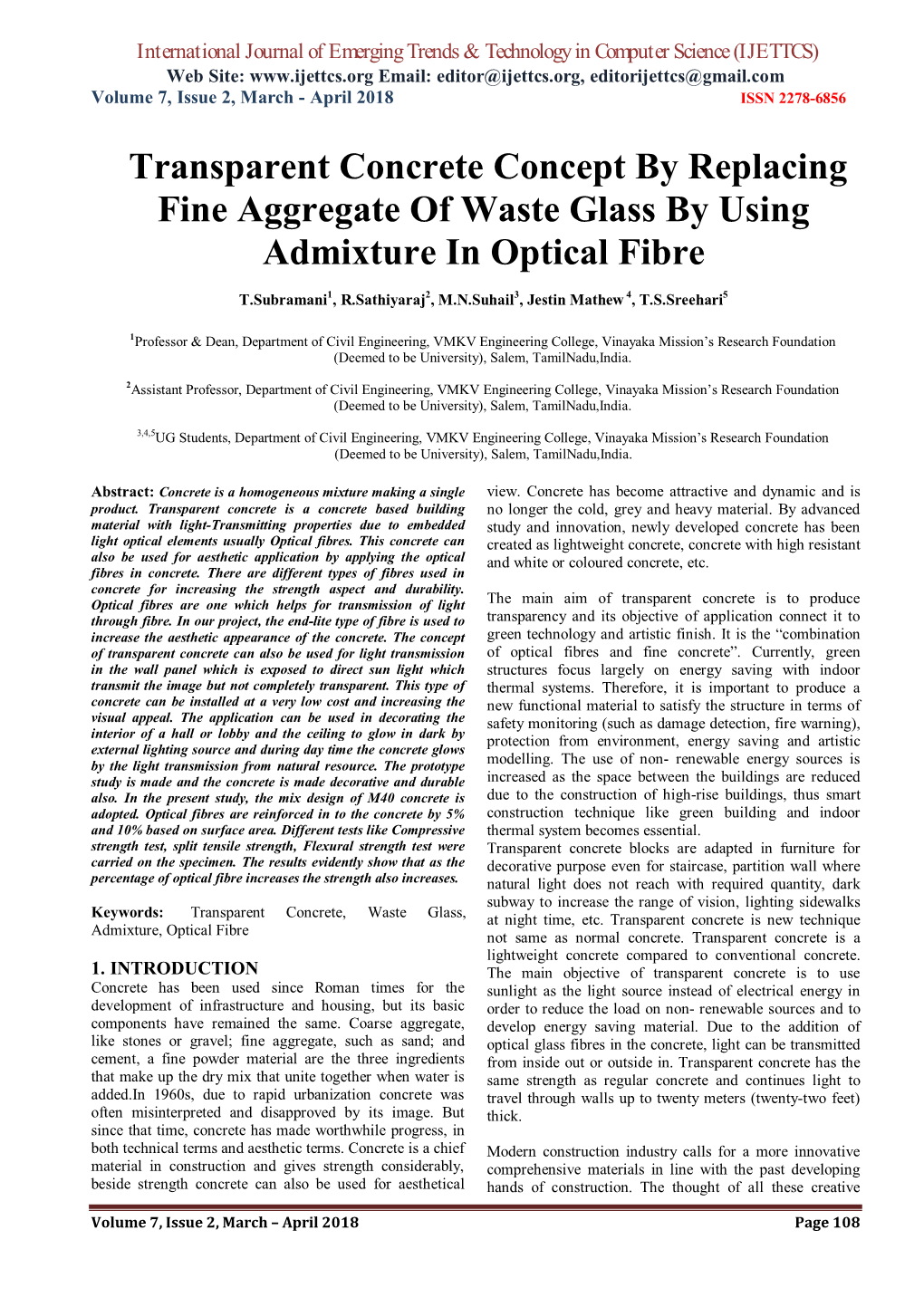 Transparent Concrete Concept by Replacing Fine Aggregate of Waste Glass by Using Admixture in Optical Fibre