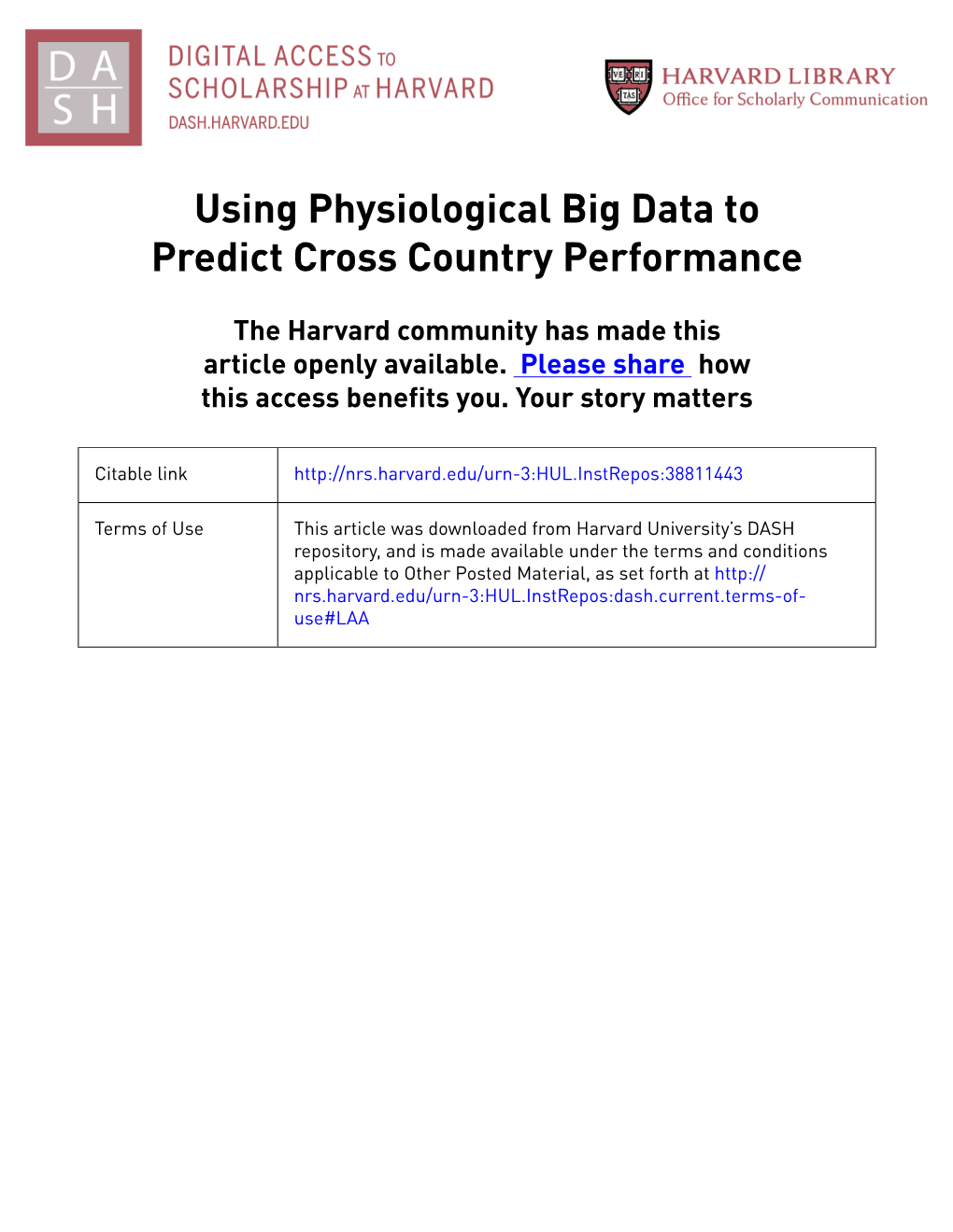 Using Physiological Big Data to Predict Cross Country Performance