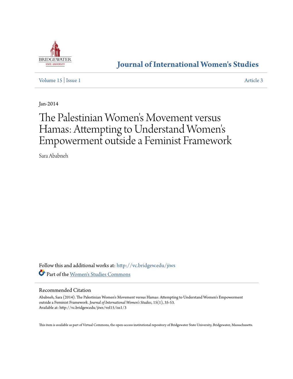 The Palestinian Women's Movement Versus Hamas