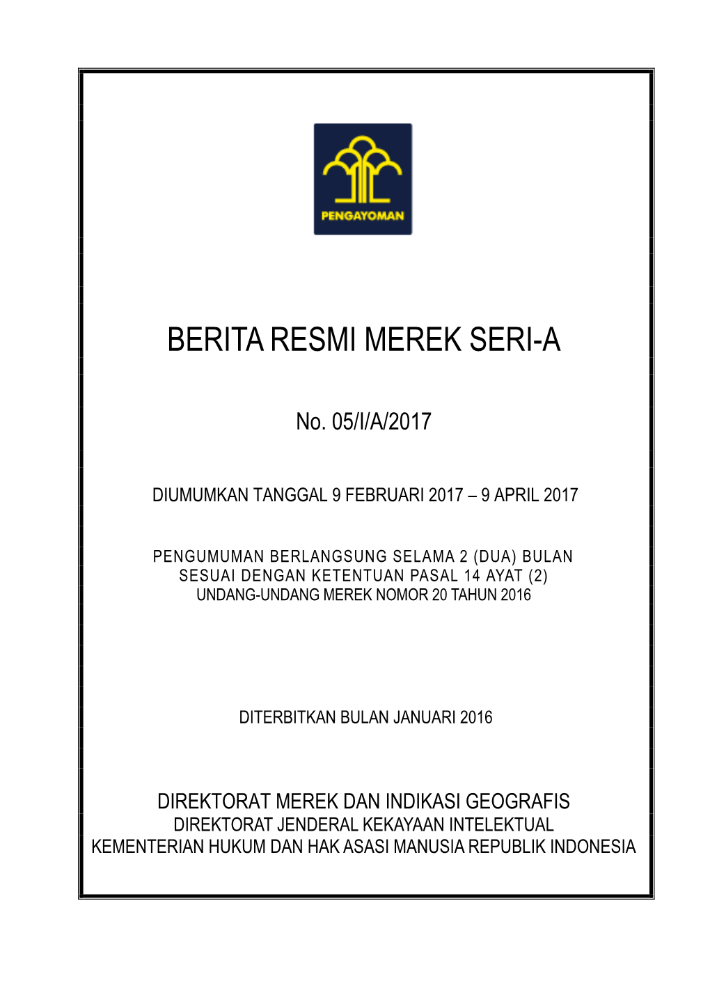 Berita Resmi Merek No. 05/I/A/2017