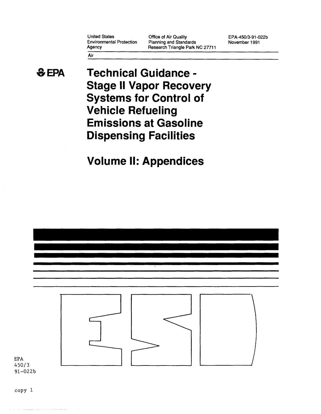 EPA 450 3-91-022B Technical Guidance Stage II Vapor Recovery