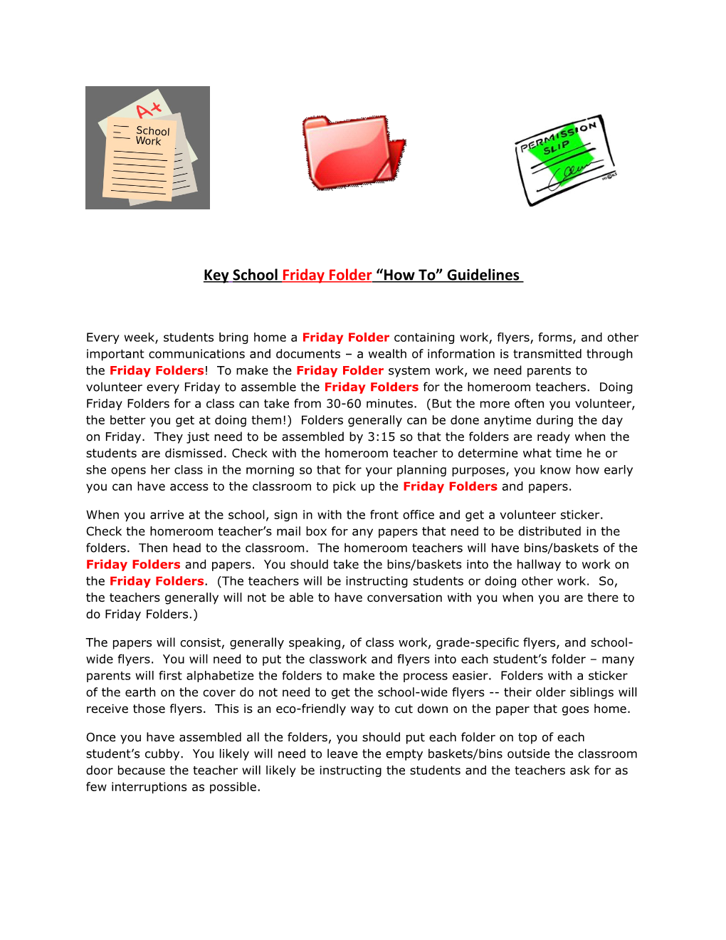 Key School Friday Folder How to Guidelines