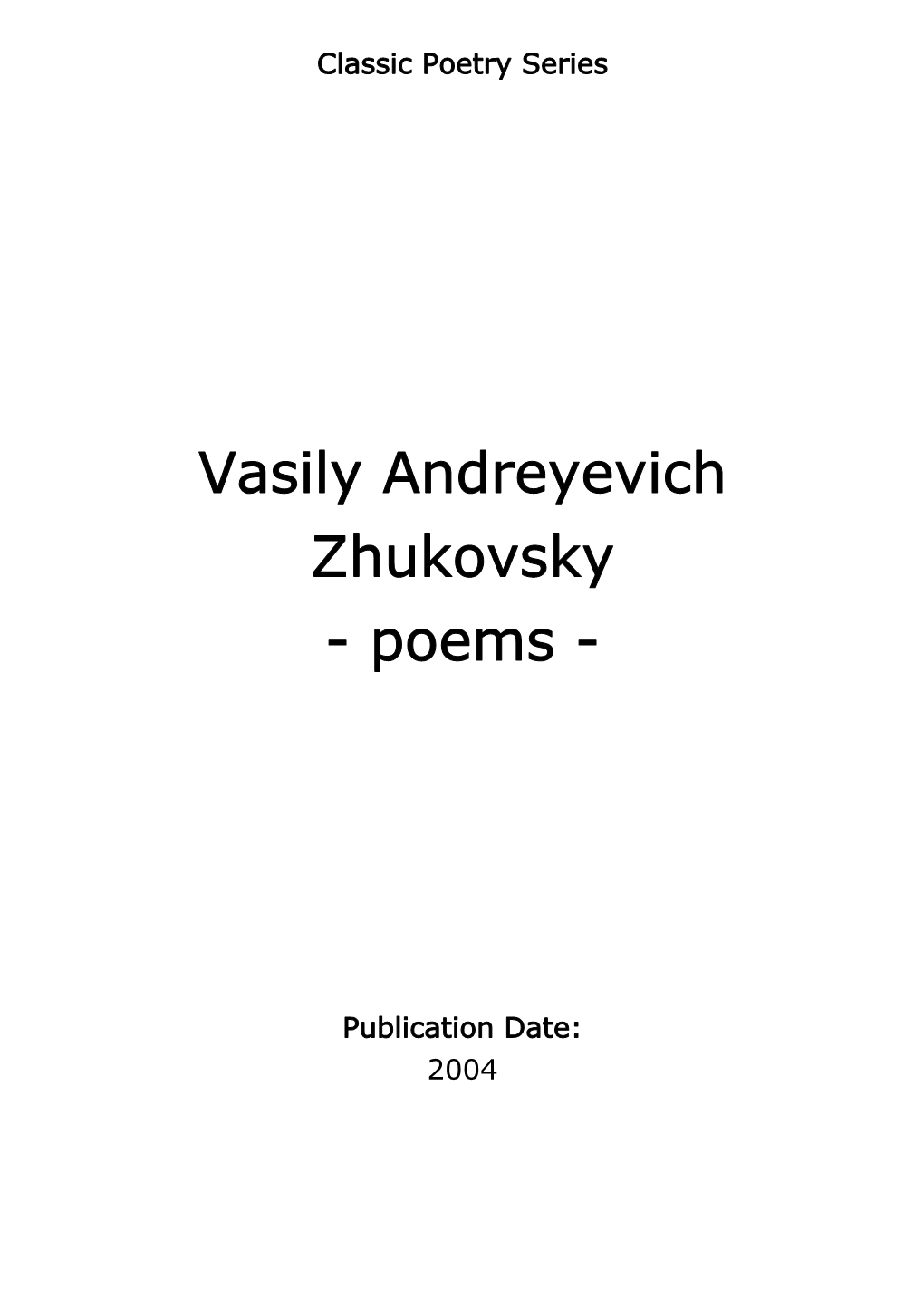 Vasily Andreyevich Zhukovsky - Poems