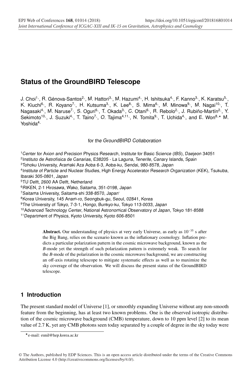 Status of the Groundbird Telescope